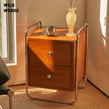 Wild Works SS1 Nightstand Bedroom Furniture Cabinet Beside Table Wooden Stainless Steel Vintage