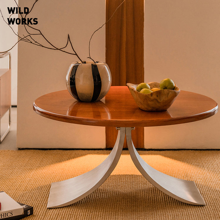 Wild Works Oscar Table Solid Wood Round Table Middle Ancient Modern Coffee Furniture Table